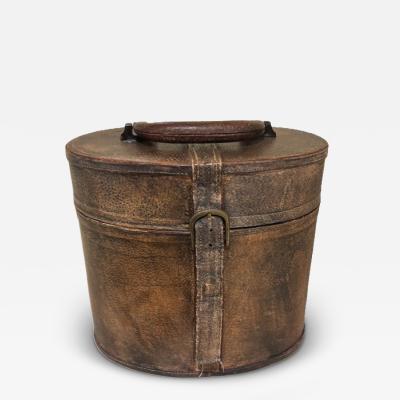 English Victorian brown leather hat box
