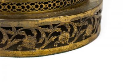 English Victorian style Floral Motif Ceramic and Brass Urn Form Table Lamp