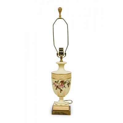 English Victorian style Mid Century Floral Porcelain Urn Form Table Lamp