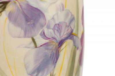 English Victorian style White Ceramic Purple Iris Motif Table Lamp