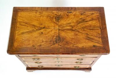 English Walnut and Satinwood Inlaid Petite Chest or Bachelors Chest circa 1715