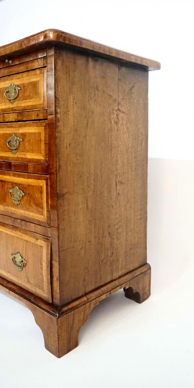 English Walnut and Satinwood Inlaid Petite Chest or Bachelors Chest circa 1715