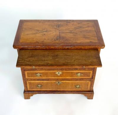 English Walnut and Satinwood Inlaid Petite Chest or Bachelors Chest circa 1715
