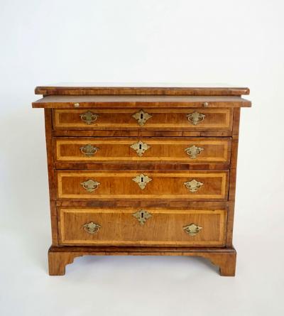 English Walnut and Satinwood Inlaid Petite Chest or Bachelors Chest circa 1715