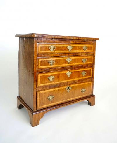 English Walnut and Satinwood Inlaid Petite Chest or Bachelors Chest circa 1715