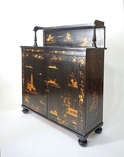 English William IV Chinoiserie Painted Chiffonier form Cabinet circa 1835