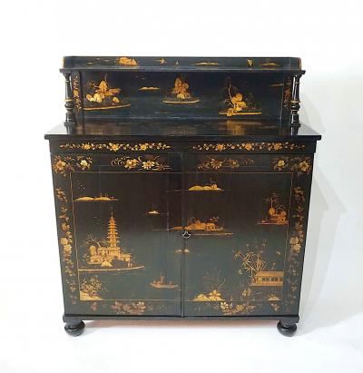 English William IV Chinoiserie Painted Chiffonier form Cabinet circa 1835