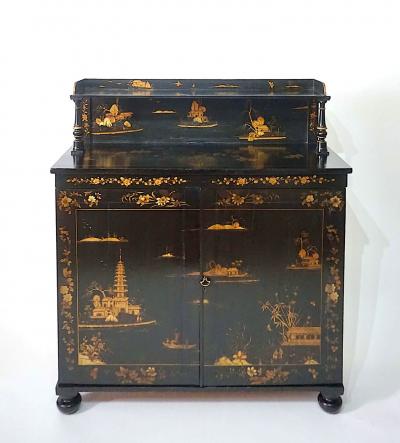 English William IV Chinoiserie Painted Chiffonier form Cabinet circa 1835