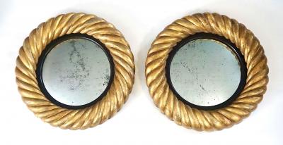 English William IV Giltwood Convex Mirrors Pair circa 1830