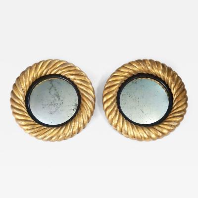 English William IV Giltwood Convex Mirrors Pair circa 1830