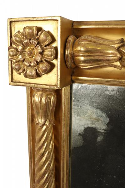 English William IV Large Carved Giltwood Over Mantel Wall Mirror