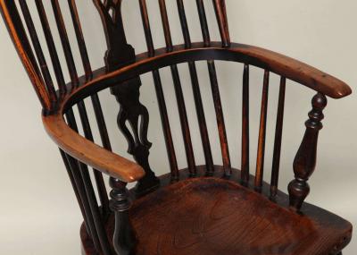 English Yew Wood Hoop Back Windsor Armchair