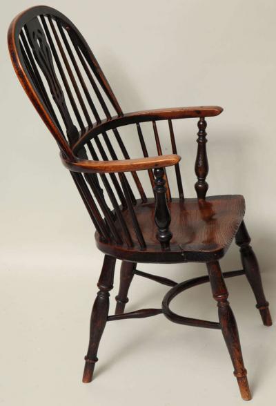 English Yew Wood Hoop Back Windsor Armchair