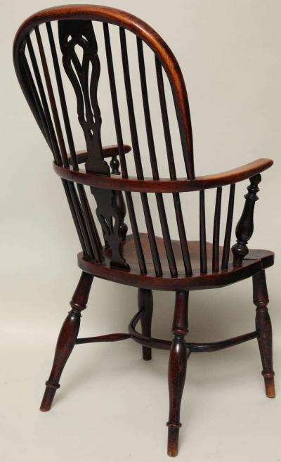 English Yew Wood Hoop Back Windsor Armchair