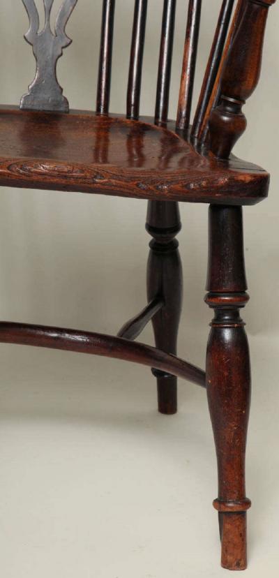 English Yew Wood Hoop Back Windsor Armchair