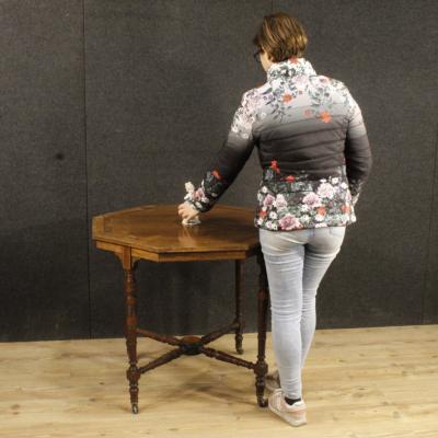 English octagonal inlaid table from the 20