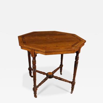 English octagonal inlaid table from the 20