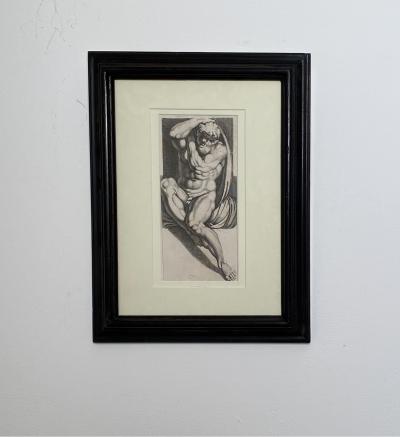 Engraving of An Atlas Figure Italy Circa 1600