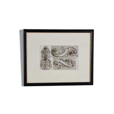 Engraving of Baroque Hardware Italy circa 1720