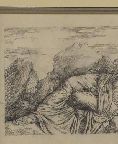 Engraving of Cleopatra Taken to Rome by Augustus Italy 17th century