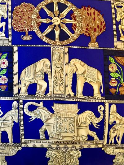 Enormous French Hollywood Regency Style Herm s Torana Silk Stuffed Pillow