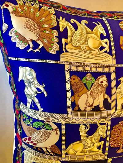Enormous French Hollywood Regency Style Herm s Torana Silk Stuffed Pillow