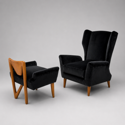 Enrico Ciuti Rare Armchair and Footstool