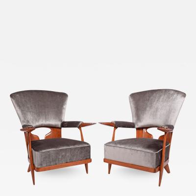 Enrico Ciuti Rare Pair of Easy Chairs by Enrico Ciuti