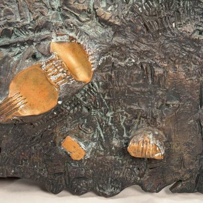 Enrico Donati Large Brutalist Patinated Bronze Wall Sculpture by Enrico Donati