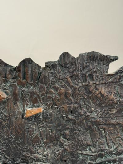 Enrico Donati Large Brutalist Patinated Bronze Wall Sculpture by Enrico Donati