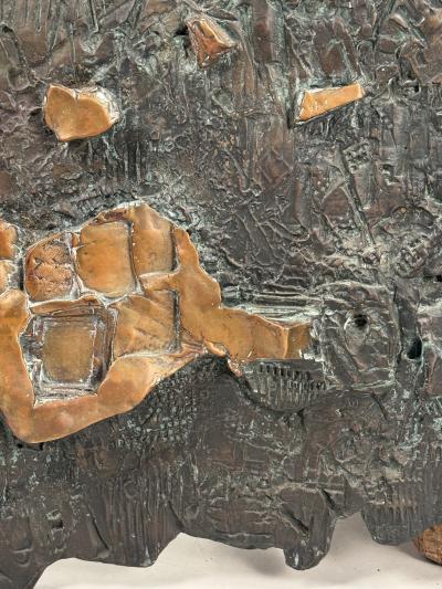 Enrico Donati Large Brutalist Patinated Bronze Wall Sculpture by Enrico Donati