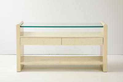 Enrique Garcel 1980s Ivory Colored Tessellated Bone Console Table