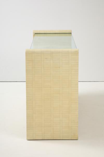 Enrique Garcel 1980s Ivory Colored Tessellated Bone Console Table