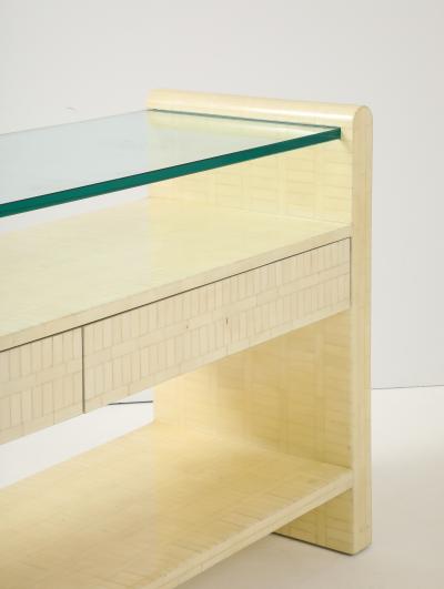 Enrique Garcel 1980s Ivory Colored Tessellated Bone Console Table