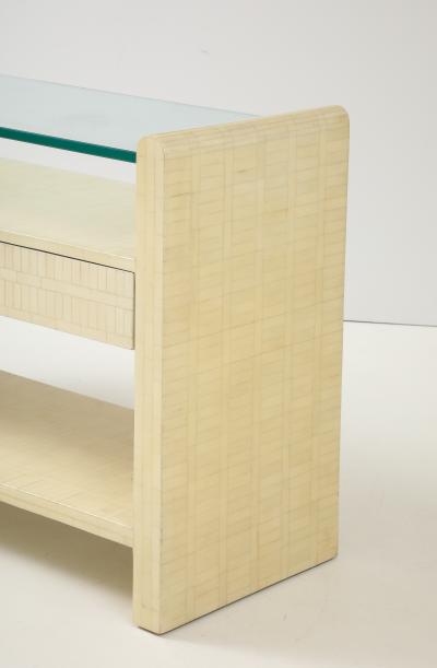 Enrique Garcel 1980s Ivory Colored Tessellated Bone Console Table