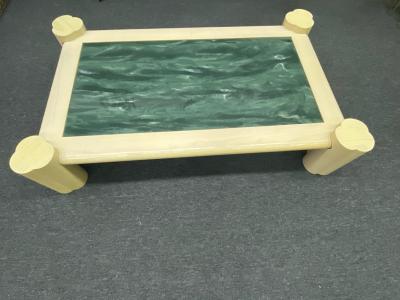 Enrique Garcel ENRIQUE GARCEL CERUSED OAK AND MARBLE RESIN MODERN COFFEE TABLE