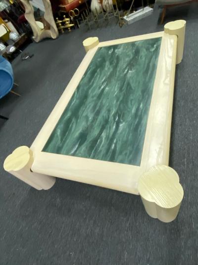Enrique Garcel ENRIQUE GARCEL CERUSED OAK AND MARBLE RESIN MODERN COFFEE TABLE