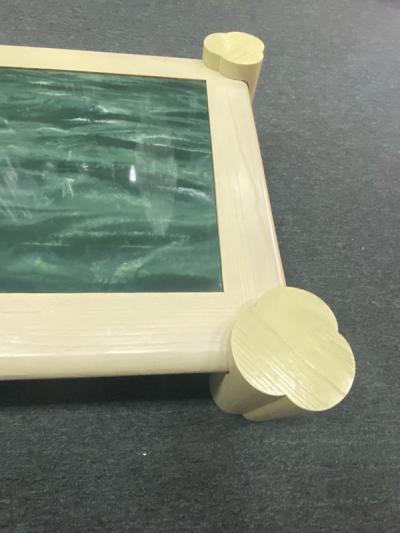 Enrique Garcel ENRIQUE GARCEL CERUSED OAK AND MARBLE RESIN MODERN COFFEE TABLE