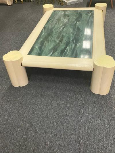 Enrique Garcel ENRIQUE GARCEL CERUSED OAK AND MARBLE RESIN MODERN COFFEE TABLE