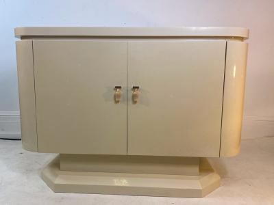 Enrique Garcel ENRIQUE GARCEL LACQUERED ART DECO REVIVAL CABINET WITH CARVED BONE TASSEL PULLS