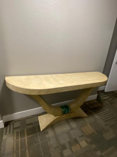 Enrique Garcel EXCEPTIONAL MODERN PARCHMENT AND MALACHITE ACCENT CONSOLE