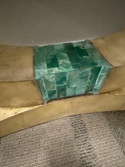 Enrique Garcel EXCEPTIONAL MODERN PARCHMENT AND MALACHITE ACCENT CONSOLE