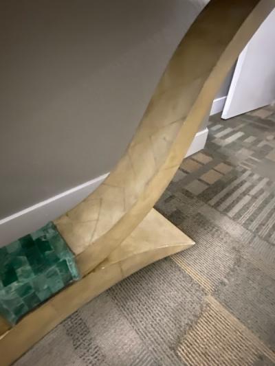 Enrique Garcel EXCEPTIONAL MODERN PARCHMENT AND MALACHITE ACCENT CONSOLE