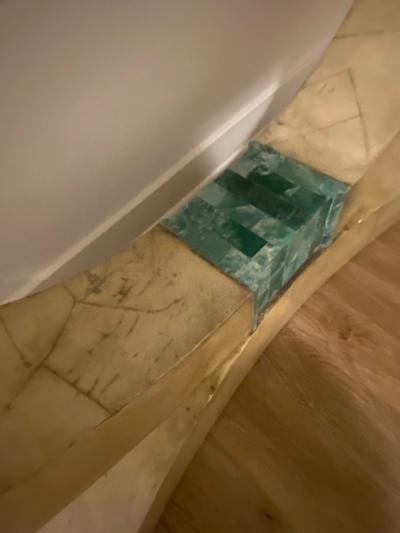 Enrique Garcel EXCEPTIONAL MODERN PARCHMENT AND MALACHITE ACCENT CONSOLE