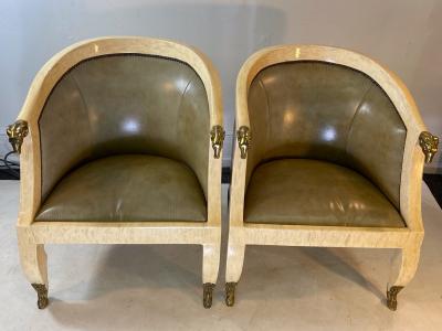 Enrique Garcel EXTRAORDINARY PAIR OF ENRIQUE GARCEL RAMS HEAD CLUB CHAIRS