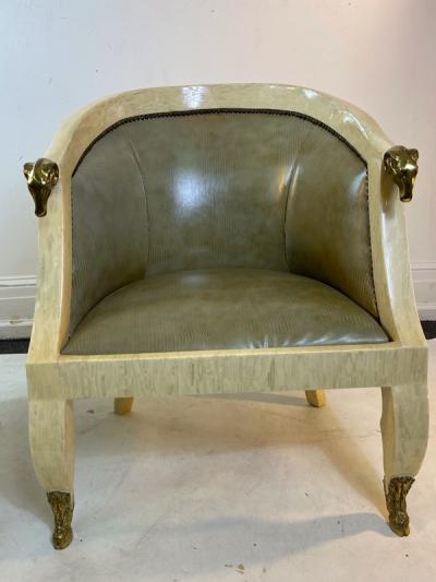 Enrique Garcel EXTRAORDINARY PAIR OF ENRIQUE GARCEL RAMS HEAD CLUB CHAIRS