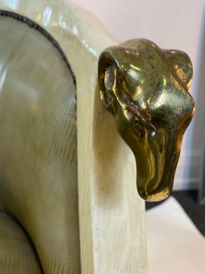 Enrique Garcel EXTRAORDINARY PAIR OF ENRIQUE GARCEL RAMS HEAD CLUB CHAIRS