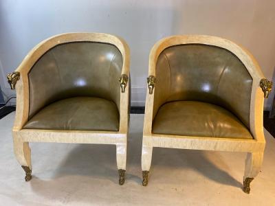 Enrique Garcel EXTRAORDINARY PAIR OF ENRIQUE GARCEL RAMS HEAD CLUB CHAIRS