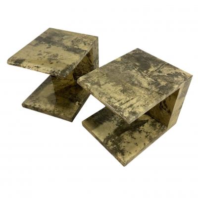 Enrique Garcel Enrique Garcel Lacquered Goatskin Side End Tables 1991