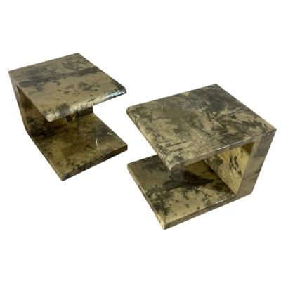 Enrique Garcel Enrique Garcel Lacquered Goatskin Side End Tables 1991